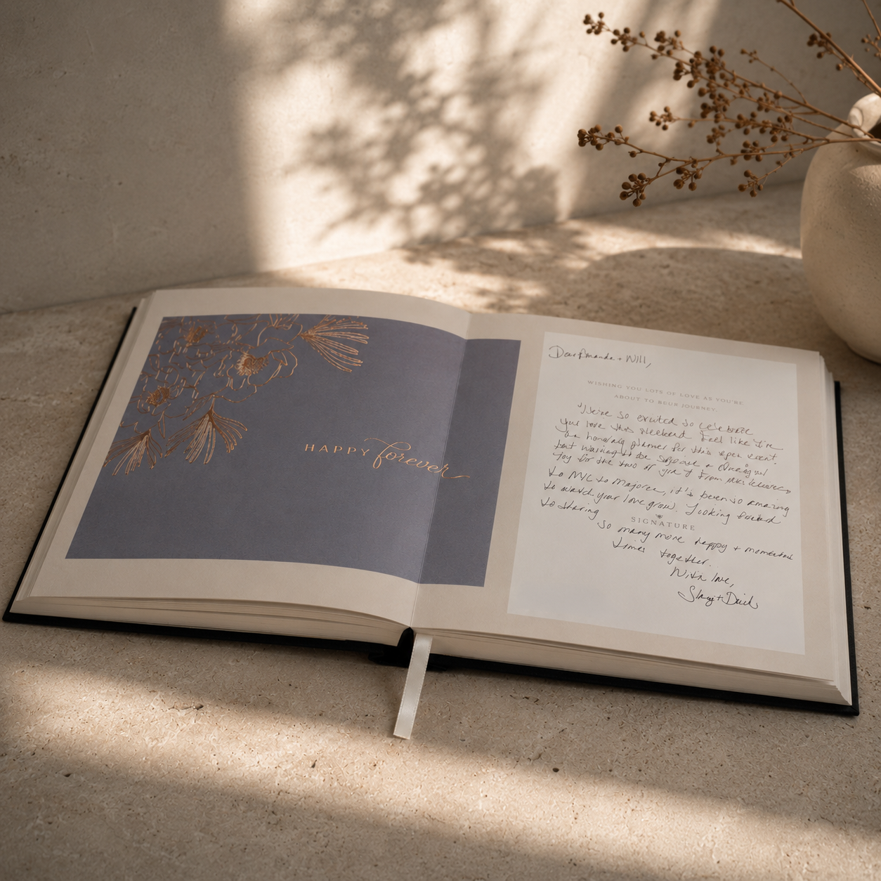Lay-flat wedding card album pages